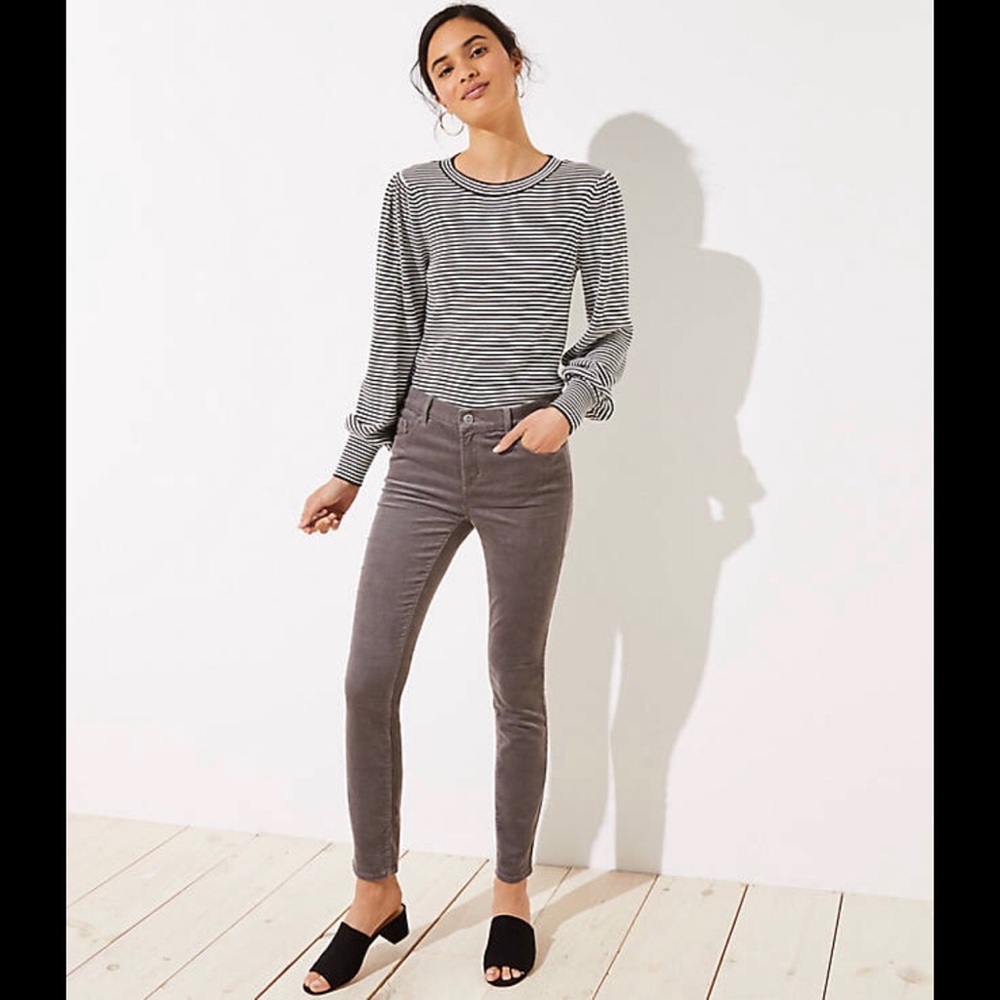 Ann Taylor LOFT Gray Corduroy Modern Skinny Pants